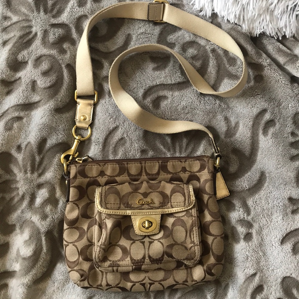 Matte gold classic brown cross body